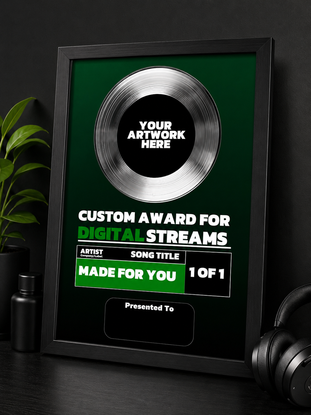 Custom Music Streaming Awards Plaque