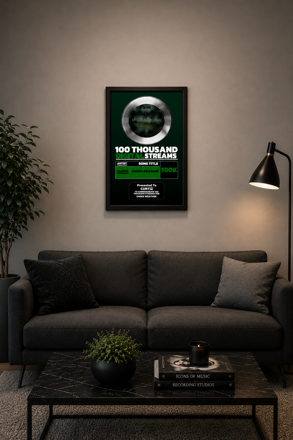 Custom Music Streaming Awards Plaque